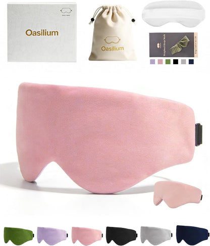 Lyocell Weighted Sleep Eye Mask for Women Men, 5.3oz & 7oz, Cooling, Removable Washable Weighted Bag, Light Blocking Eye Cover, Soft Eye Shade for Travel Essentials, Office Naps, Gift,Purple