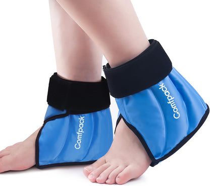 Comfpack Ankle Ice Pack Wrap for Swelling, FSA Eligible, Heel Ice Pack for Pain Relief, Hot Cold Therapy Cold Pack for Plantar Fasciitis, Achilles Tendonitis, Ankle Sprain, Foot Pain, Black