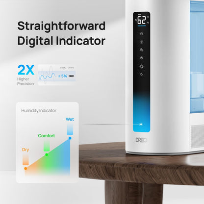 DREO 6L Smart Warm & Cool Mist Humidifiers for Bedroom HM713S | 60-Hour Quiet Runtime for Large Room, 500ML/HR Output, Smart Humidity Sensor, Indicator Light, Works with Alexa & Google