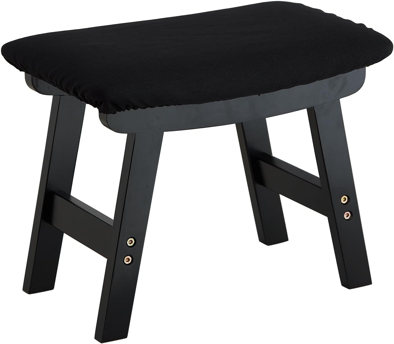 Foot Stool Ottoman Foot Rest Under Desk,Small Stool for Living Room, Bedroom and Kitchen (Brown Legs - Beige Stool Surface)
