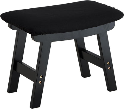 Foot Stool Ottoman Foot Rest Under Desk,Small Stool for Living Room, Bedroom and Kitchen (Brown Legs - Beige Stool Surface)
