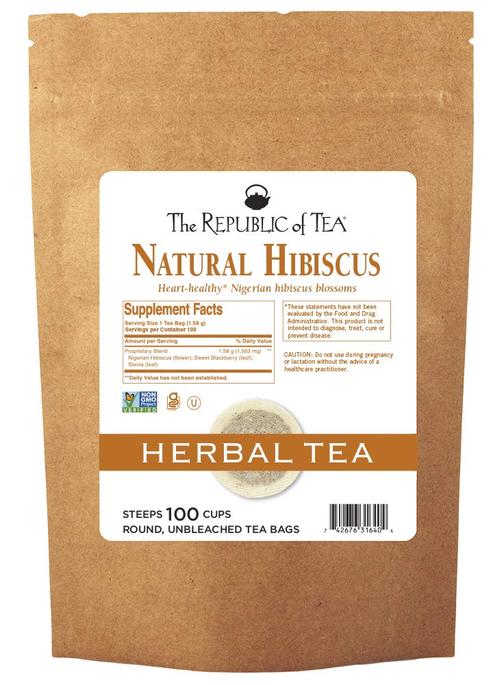 The Republic of Tea – Natural Hibiscus Tea, 36 Tea Bags, Herbal Blend, Caffeine Free, Gluten Free