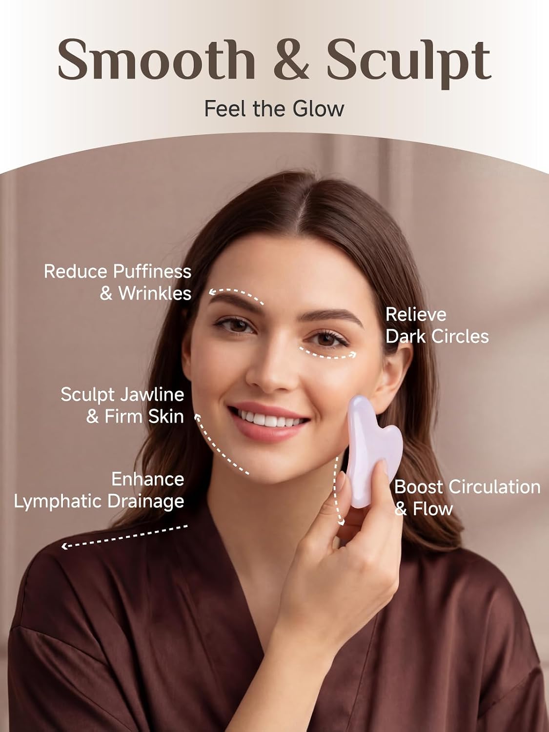 Rena Chris Gua Sha Facial Tools: Jade Stone Guasha Tool for Face Acupuncture Therapy, Facial Massager for Jawline Sculpting and Puffiness Reducing (Green)