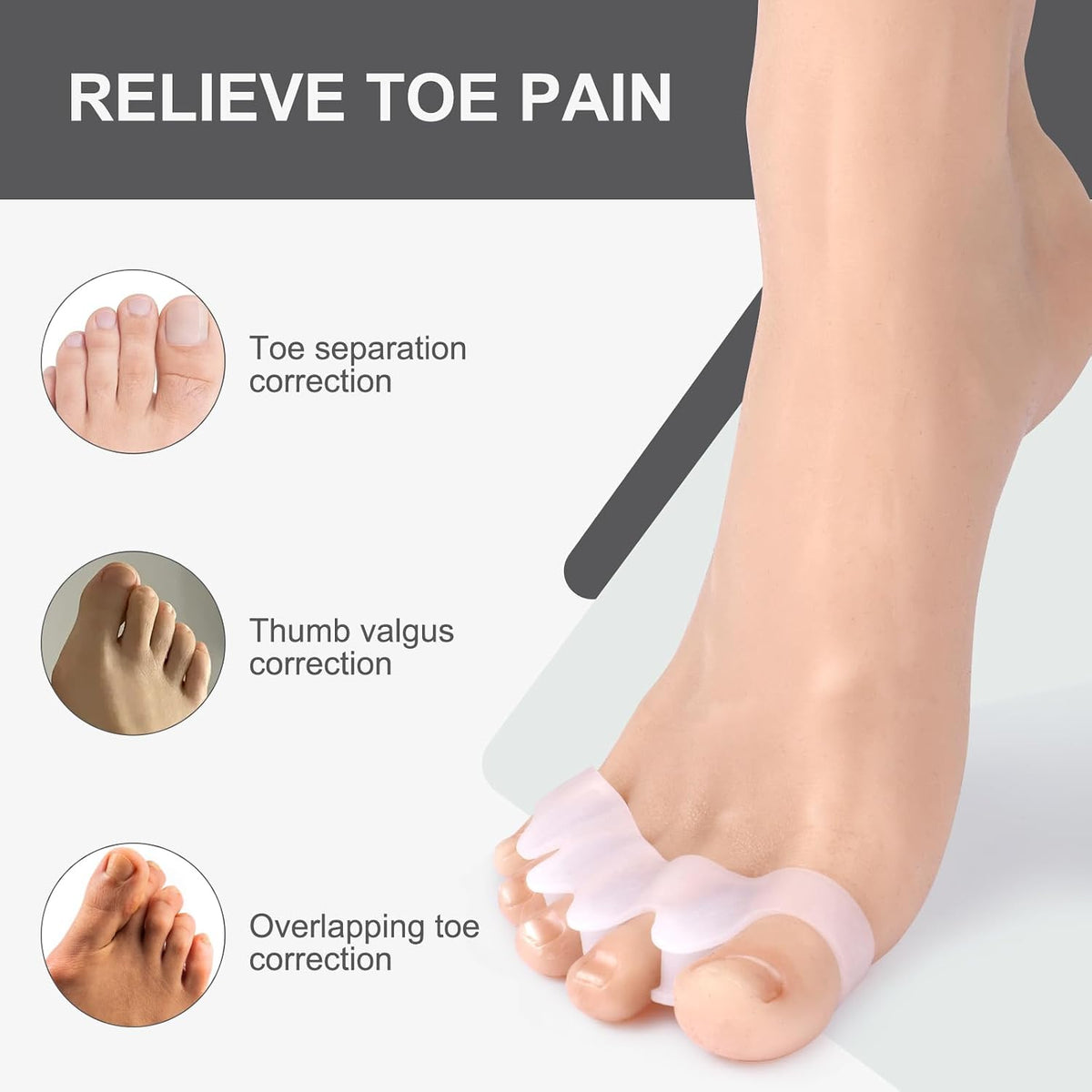 White Gel Toe Separators for Bunions and Hammertoes – 1 Pairs
