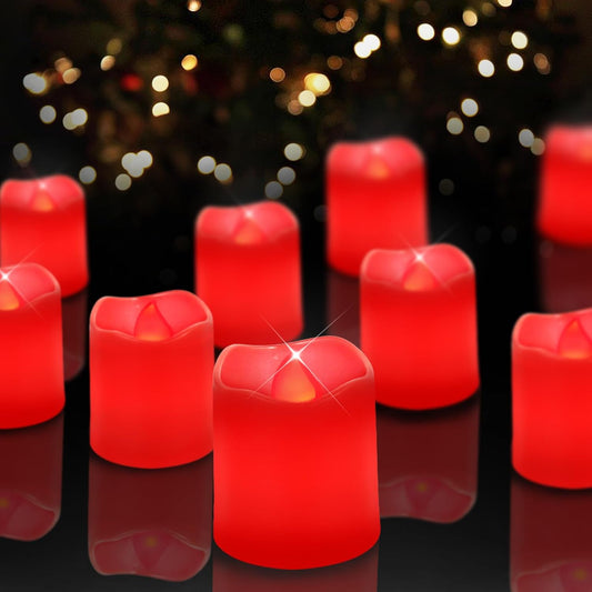 SHYMERY Flameless Votive Candles,Flameless Flickering Electric Fake Candle,24 Pack 200+Hour Battery Operated LED Tea Lights in Warm White for Wedding, Table, Halloween,Christmas Decorations 1.5"X1.7"
