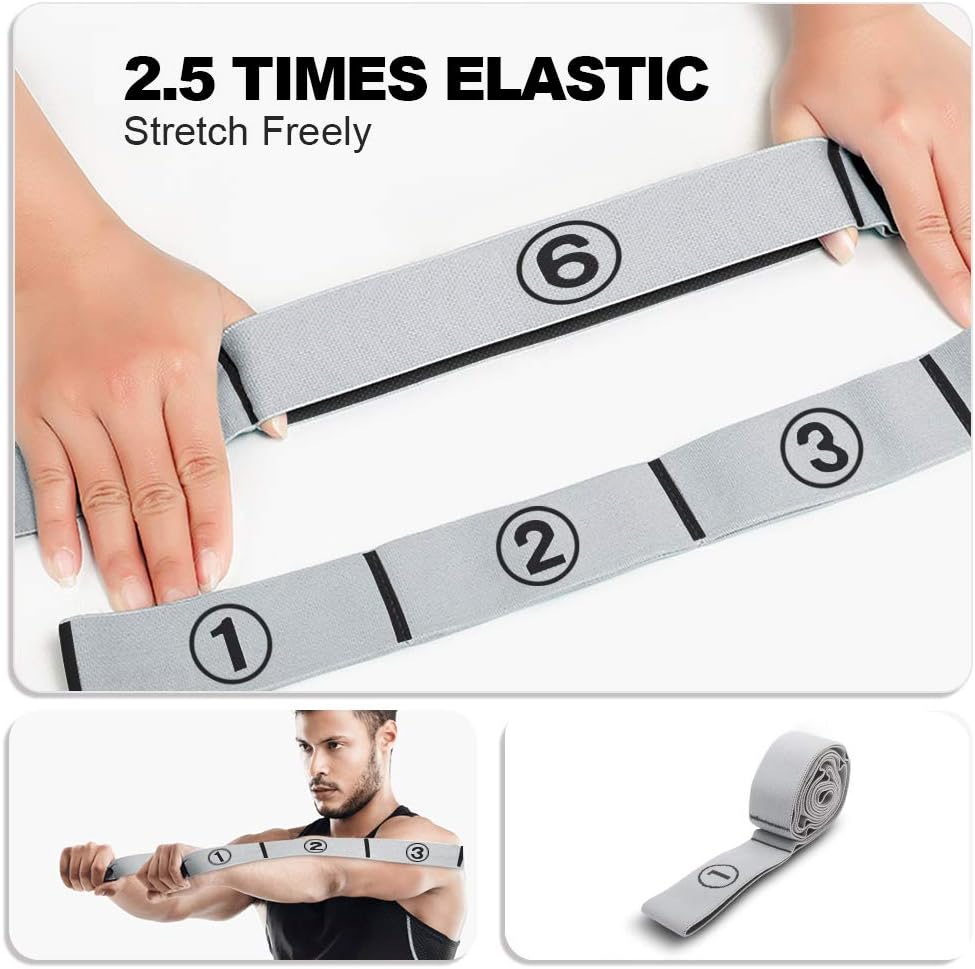 Stretch Strap, Elastic Yoga Stretching Strap, Multi-Loop for Physical Therapy, Pilates, Yoga, Dance & Gymnastics Exercise and Flexible Pilates Stretch Band