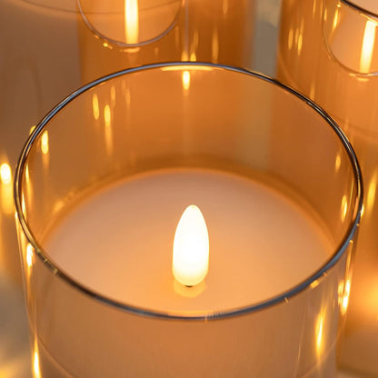 ANGELLOONG Flickering Flameless Candles, Realistic Battery Operated Candles with Remote and Timer, Set of 3 LED Candles for Fall Room Home Wedding Decor Centerpieces Table Party Christmas Decorations