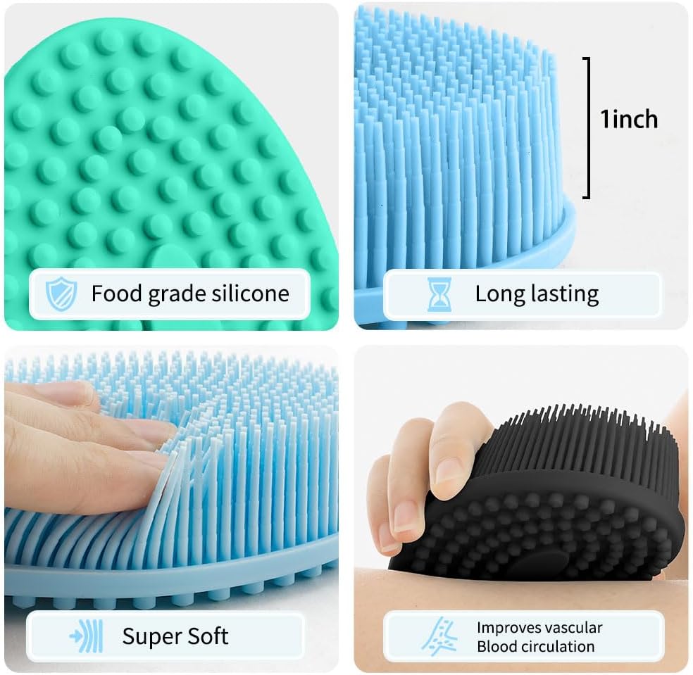 Silicone Body Scrubber, Exfoliating Body Scrubber Silicone, 3pack Soft Loofah Silicone Body Scrubbers for Use in Shower, Shower Scrubber for Body, Silicone Scrubber Men Women for All Skin