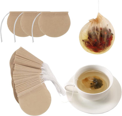 400pcs Tea Bags for Loose Leaf Tea Empty Tea Bags Loose Leaf, Disposable Round Natural Tea Filter Bags, Paper Drawstring Tea Bags Unbleached Tea Coffee Bags, Bath Spice Herbs Brewing Soup Bags