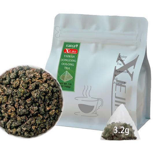 XIEJINJI Premium Oolong Tea, Taiwan Dongding Oolong TeaBags, 3.2g x 50 Count, High Mountain Tea, No Sugar & No Additives, Low-Caffeine, Eco-Conscious Tea Bags, Resealable Bag