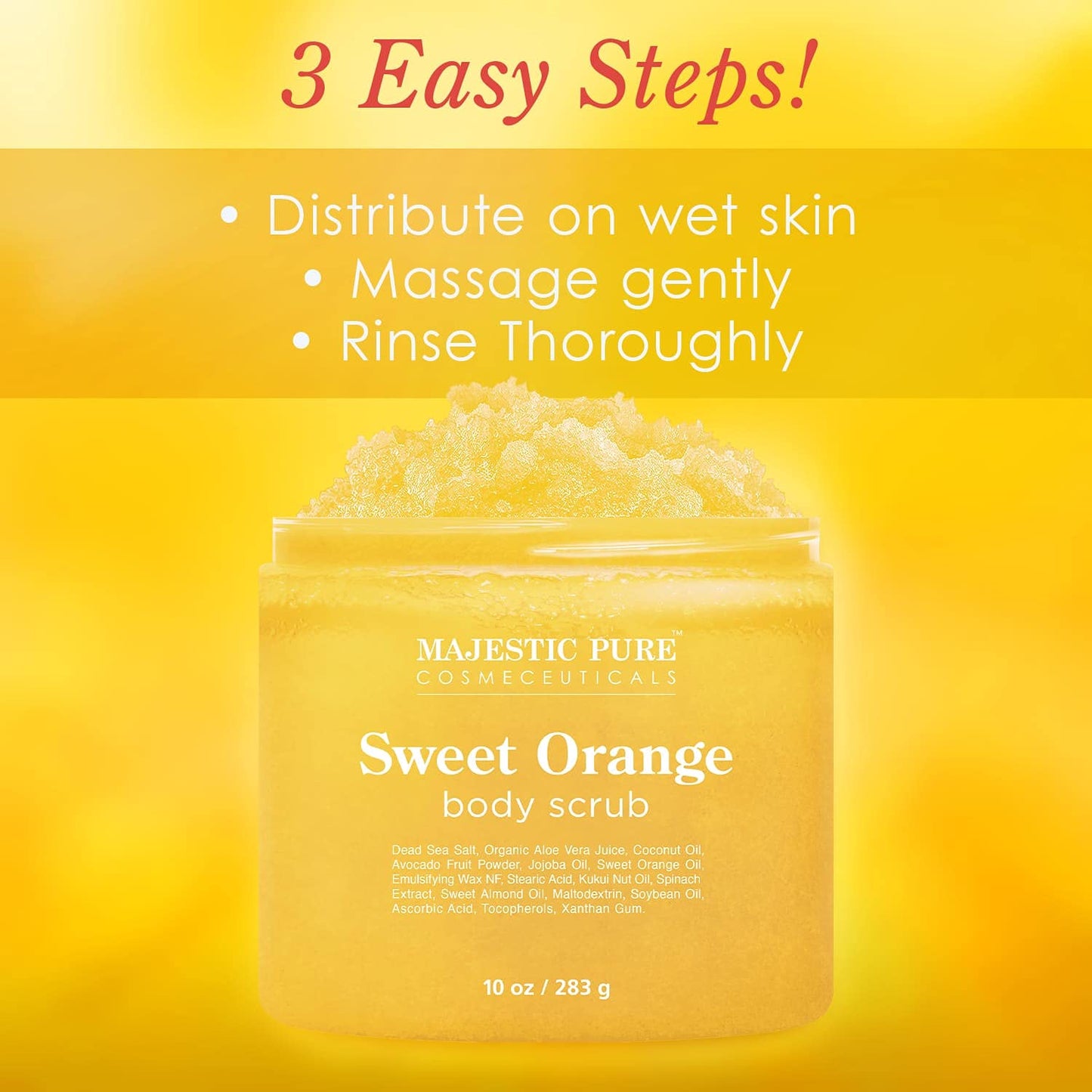 MAJESTIC PURE Himalayan Salt Body Scrub with Lychee Oil, Exfoliating Salt Scrub to Exfoliate & Moisturize Skin, Deep Cleansing - 10 oz
