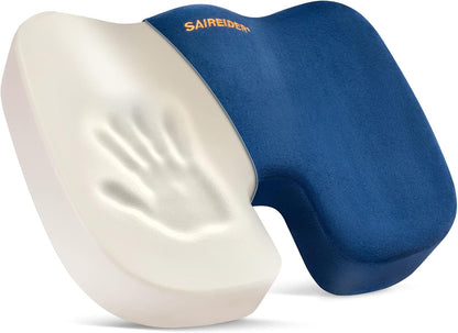 SAIREIDER Seat Cushions for Office Chairs, Memory Foam Coccyx Cushion Pads for Tailbone Pain, Sciatica Relief Pillow, Car Seat Cushion, Correct Sitting Posture (Grey)