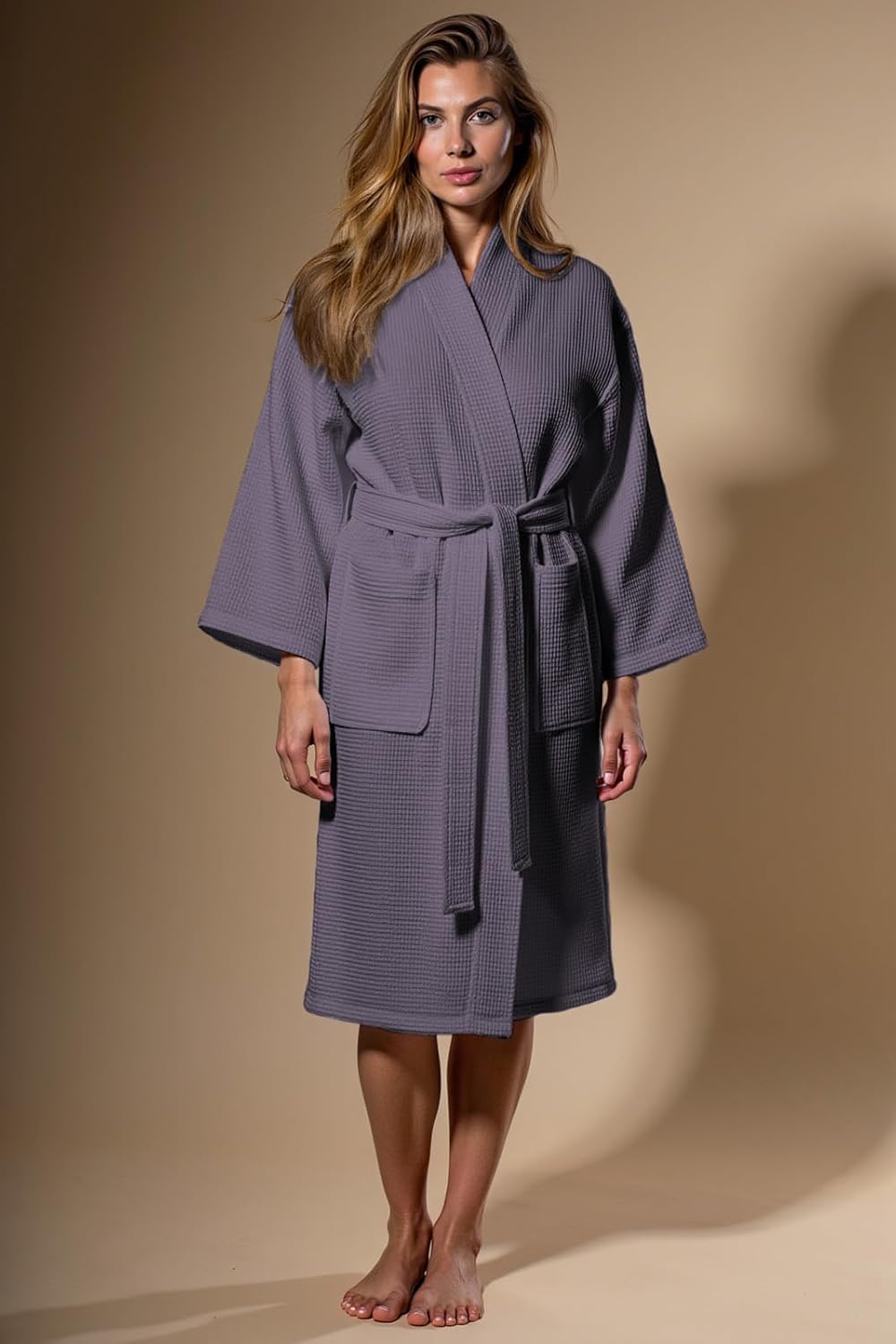 Turquaz Womens Lightweight Waffle Kimono Bathrobe for Men - Soft Quick-Dry Spa & Summer Towel Robe, Cotton Blend