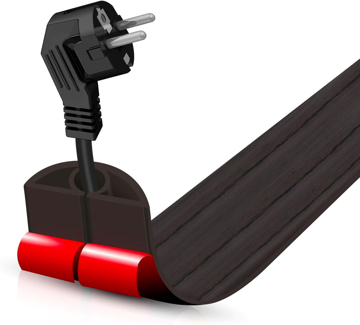 Floor Cord Cover Self Adhesive Cord Hider,10FT Cable Management, Extension Strip Protector for Wires, Prevent Cable Trips for Offices, Gyms, Exhibitions Cavity 0.39"(W) x 0.27"(H) BrownWood