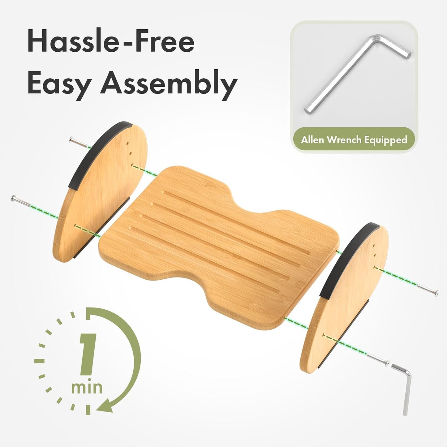 Amazer Bamboo Under Desk Footrest with Cushion 3-in-1, Reversible Ergonomic Wood Rocking Foot Rest for Under Desk at Work, Adjustable Foot Stools with Washable Cover, Desk Leg Rest for Home Office