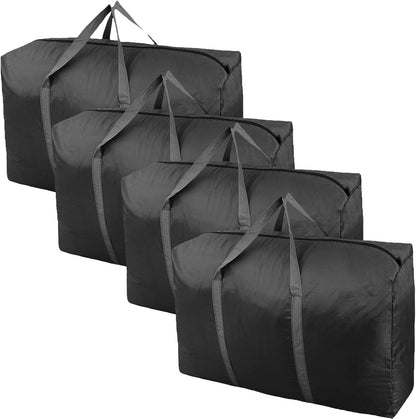 100L Extra Large Storage Bags, Big Moving Bags with Strong Zippers & Carrying Handles, Packing Bags for Moving, Storage, Travel and Camping, Storage Totes For Space Saving (Black)