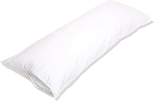 Amazon Basics Standard Breathable 100% Cotton Hypoallergenic Pillow Protector with Zipper, Machine Washable, White, 27 x 21 Inches, Pillows Not Included