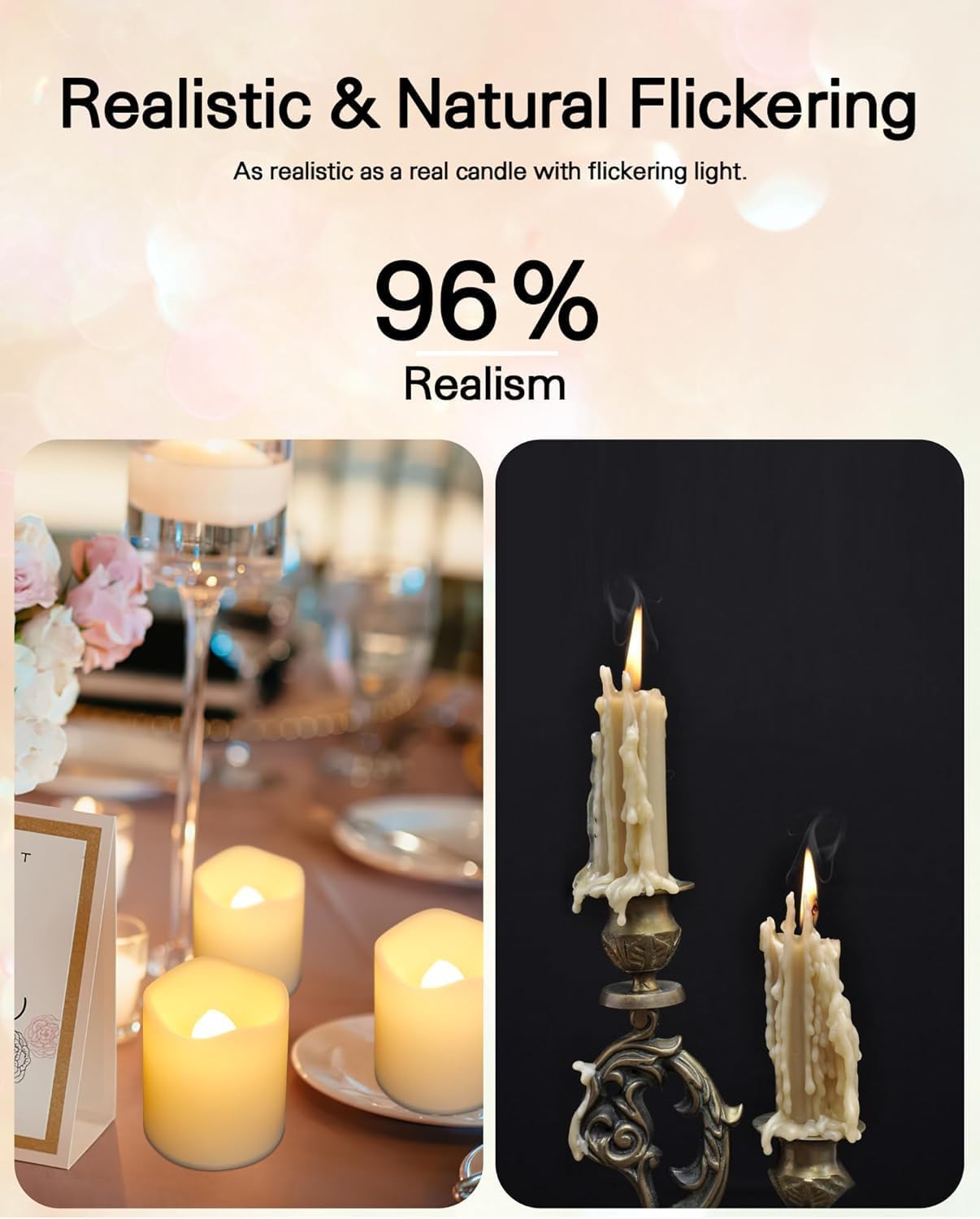SHYMERY Flameless Votive Candles,Flameless Flickering Electric Fake Candle,24 Pack 200+Hour Battery Operated LED Tea Lights in Warm White for Wedding, Table, Halloween,Christmas Decorations 1.5"X1.7"