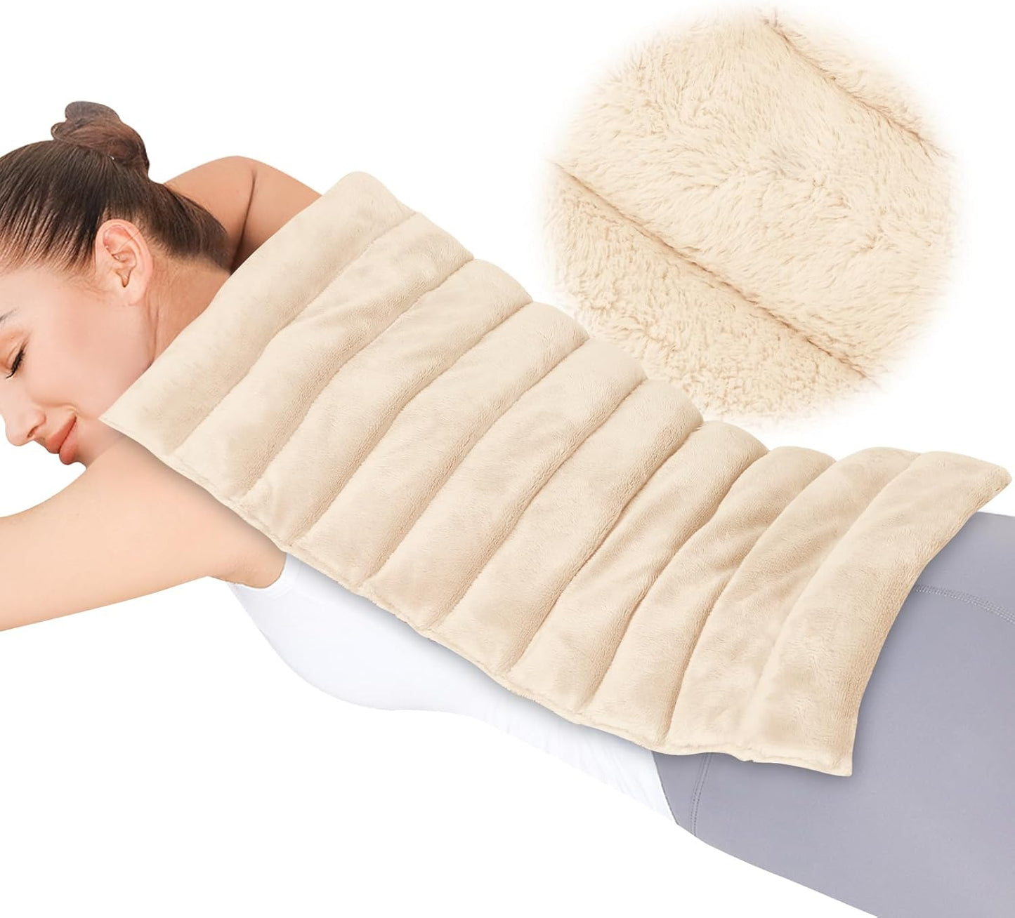 REVIX Extra Large Heating Pad Microwavable for Back with Moist Heat, Microwave Heated Wrap for Full Back, Neck Shoulder and Muscles, Rose Velvet XXL Rice Bean Bag