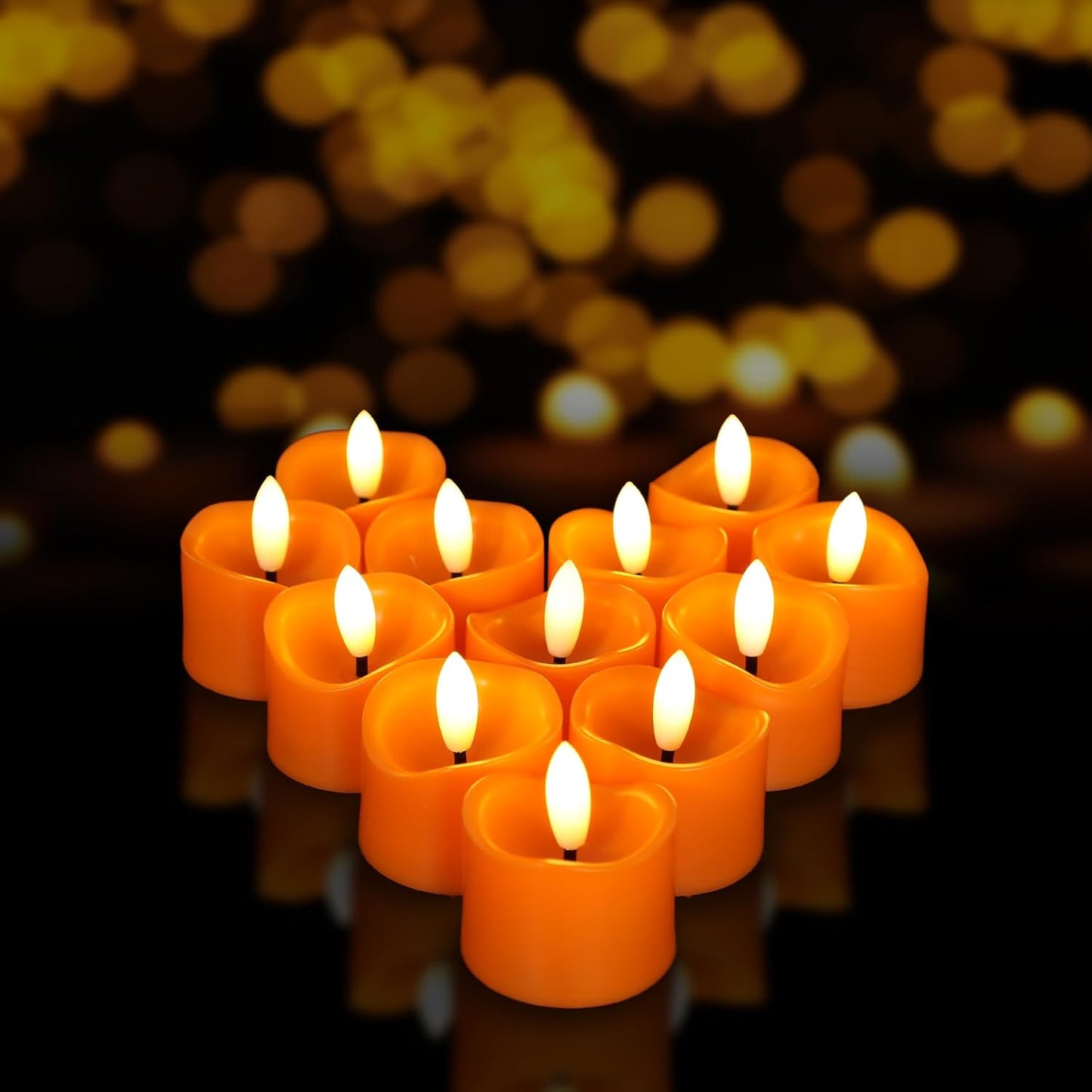 24 Pack Flameless Tealight Candles Battery Operated Tea Lights, Realistic Flickering Electric LED Tea Lights, 3D Wick Fake Tea Lights for Votive, Festival, Party, Wedding Decor