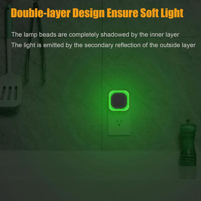 YUNLEX 2 Pack Amber Night Light, Dusk to Dawn Sensor, Warm Glare-Free Reflected Glow, 3-Level Dimmer, Auto On/Off, Plug-in LED Nightlight for Bedroom, Kids, Bathroom, Sleep, Baby Nursery, Toddler