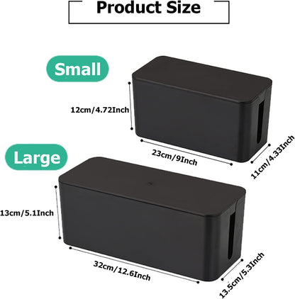 Cable Management Box,Power Cover Surge Protector for Desk Large Black