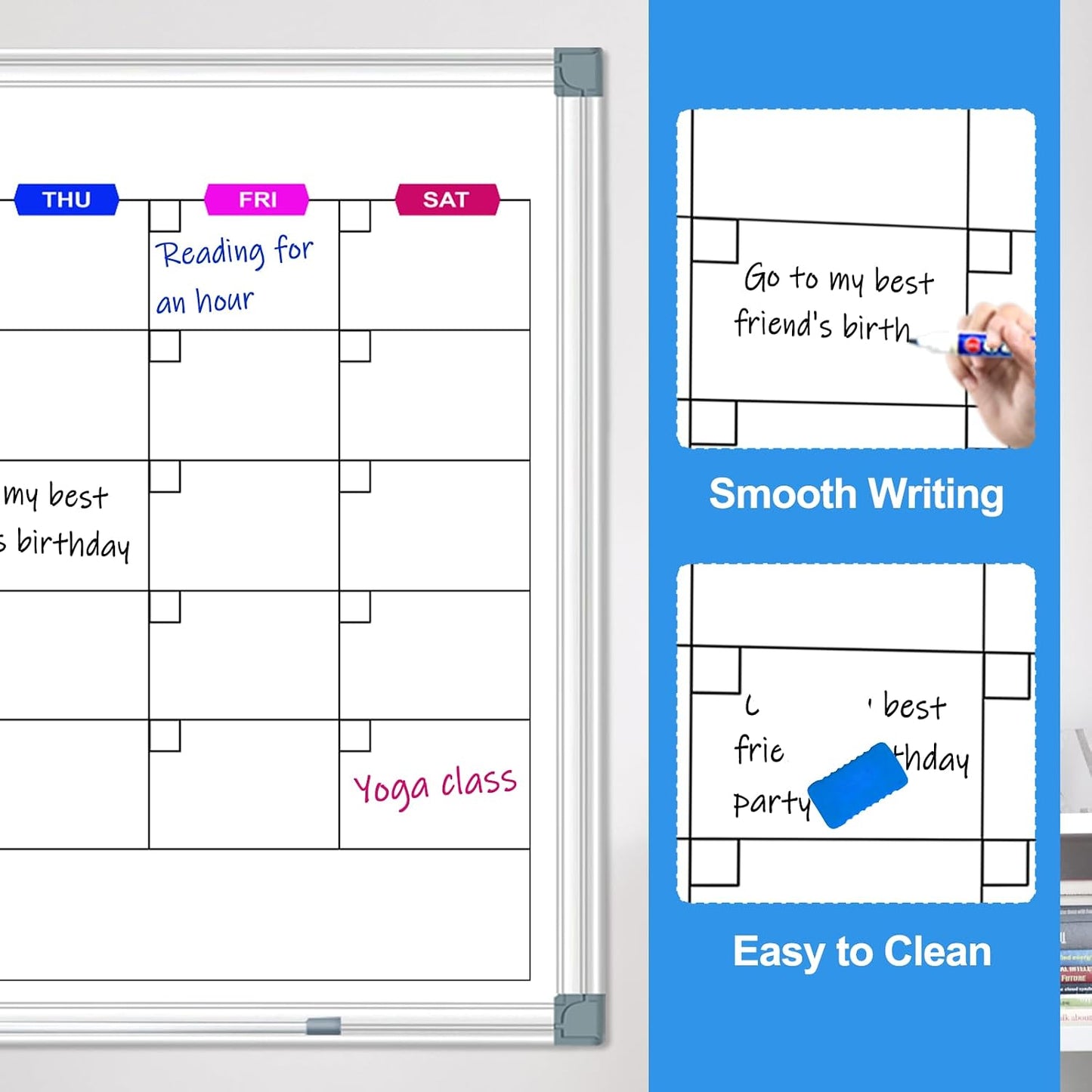 Dry Erase Board Calendar for Wall, 36" x 24" Monthly Whiteboard