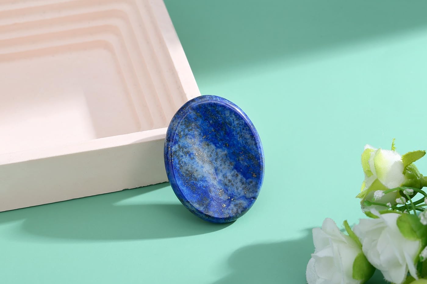 Worry Stone Crystals and Healing Stones Anxiety Fidgets Natural Meditation Accessories 7 Chakra Thumb Sensory Mental Health Depression Stress Anxiety Relief Items Mother's Day Gifts for Women