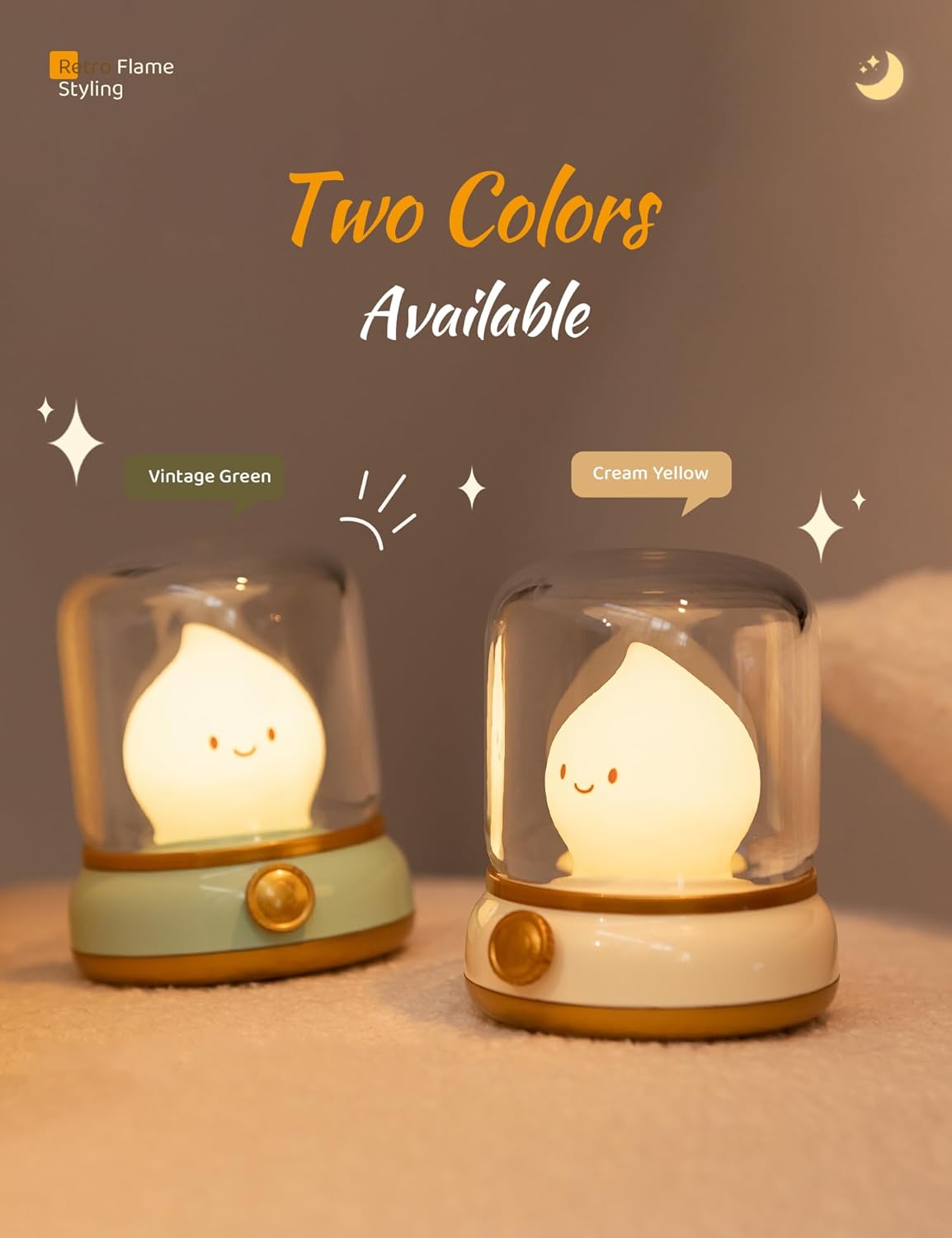 WANIDEA Flameless Candles Lamp, Led Candles,Cute Kerosene Lamp,Silicone Flame Amber Light,Adjustable Dimmable Rechargeable Night Light for Kids,Girls,Teenager Kids Bedroom Christmas