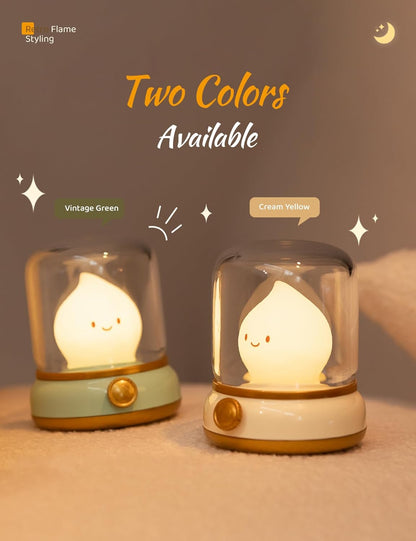 WANIDEA Flameless Candles Lamp, Led Candles,Cute Kerosene Lamp,Silicone Flame Amber Light,Adjustable Dimmable Rechargeable Night Light for Kids,Girls,Teenager Kids Bedroom Christmas