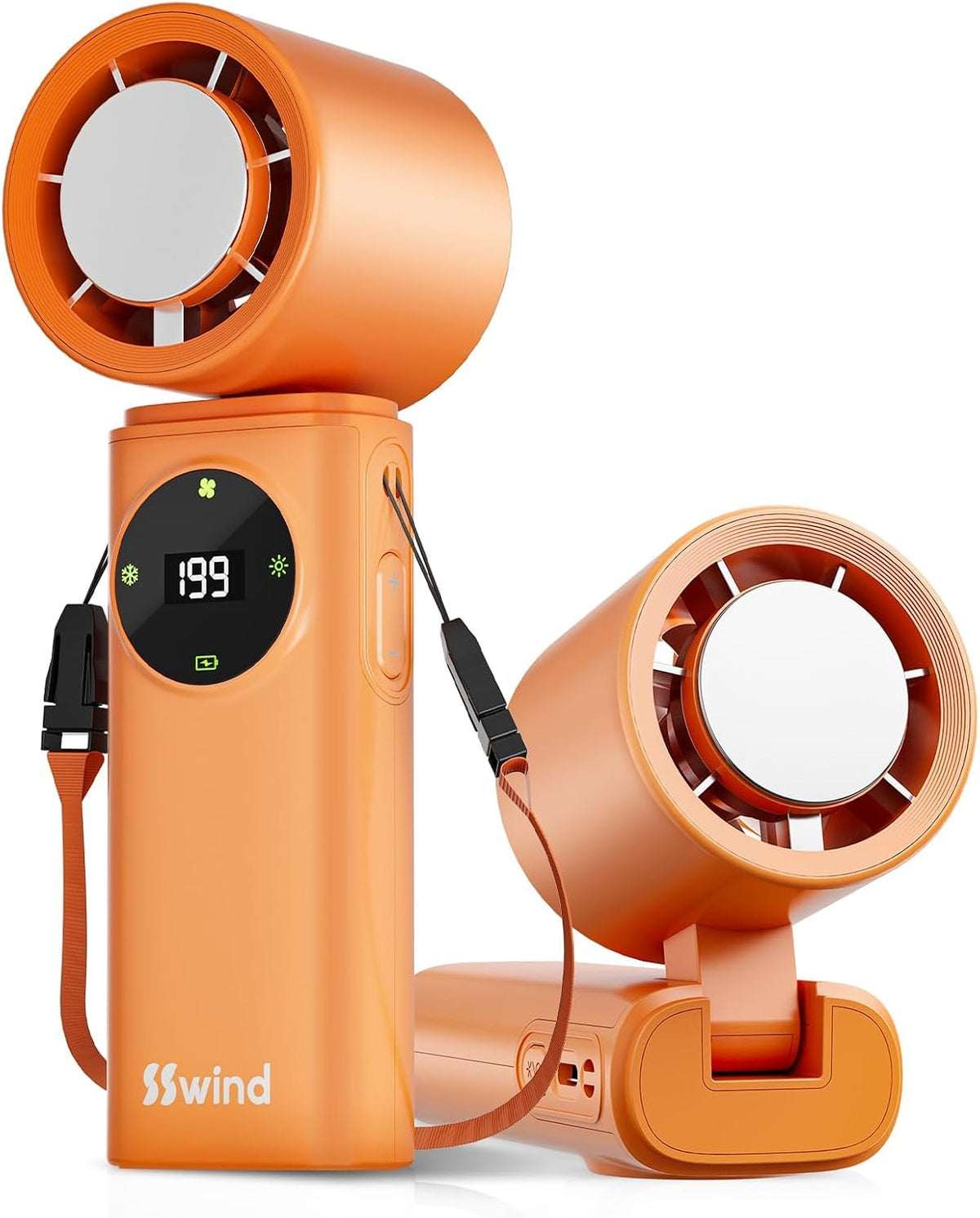 6000mAh Portable Handheld Fan with Ice Cooling, 199 Levels Stepless Speed, 20H Long Battery Life, 20000RPM Turbo Fan Rechargeable Personal Mini Fan for Travel, Outdoor, Makeup