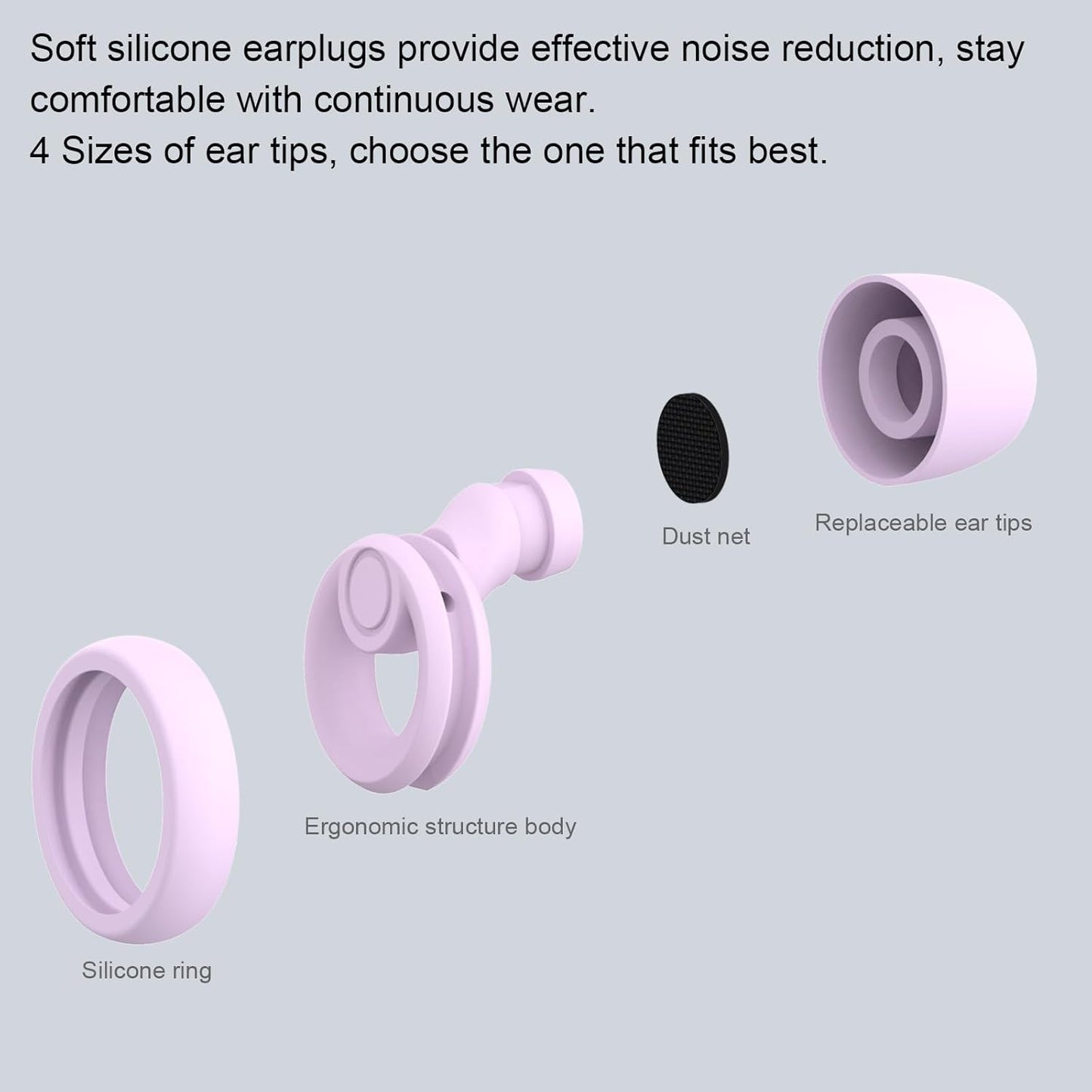 Jayine Ear Plugs for Noise Cancelling Ear Protection EarPlugs for Sleep,Concerts,Work,Study,8 Size Eartips with Small Box,Perfect -30dB Silicone Earplugs for Noise Reduction