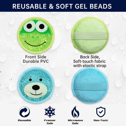Gel Ice Pack for Injuries 2 Packs Cute Reusable Hot Cold Gel Packs for Fever Pain Relief Wisdom Teeth First Aid and Neck Head Arms Legs Knee Ankle