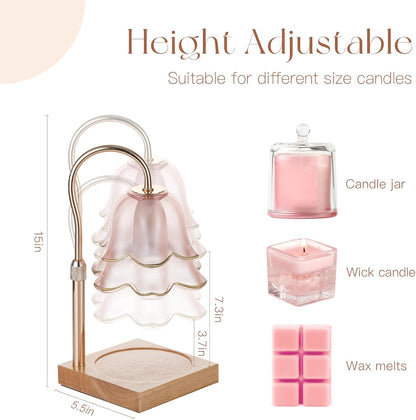 Candeldo Candle Warmer Lamp with Timer: Flower Gold Candle Lamps Height Adjustable Wax Melt House Warming Gifts New Home Decor Mothers Day Birthday Gift for Women Mom