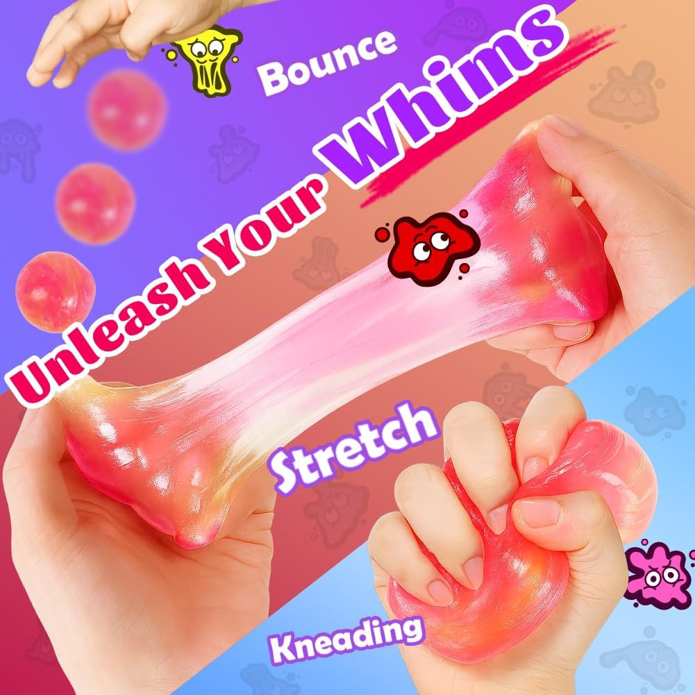 WATERELF Galaxy Putty Slime for Kids - Children's Day Gift, Fidget Sensory Artistic Therapy Putty Toys for Boys Girls Adults, Stress Relief Non-Sticky, 3.11 Inch 3.2 Oz – Golden/Red