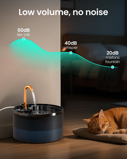 MISFANS Cat Water Fountain with 3-Pack Replaceable Filters,Copper Faucet