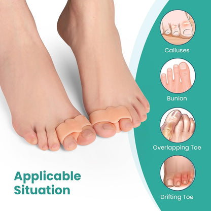 Welnove Pack of 12 Bunion Corrector, Toe Separators with 2 Loops, Big Toe Spacer Suitable for Bunion and Overlap Toe (White)