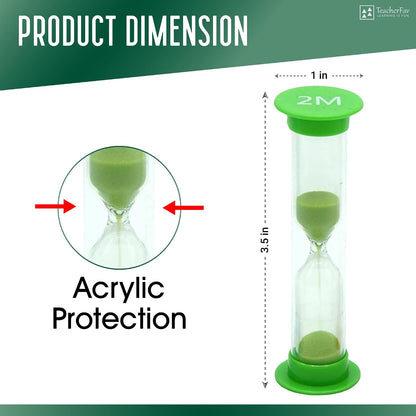 Sand Timer for Kids Set of 3 Small Colorful Hourglass Acrylic Covered Clock 1Min 2Min 5Min for Classroom, Home & Kids Room