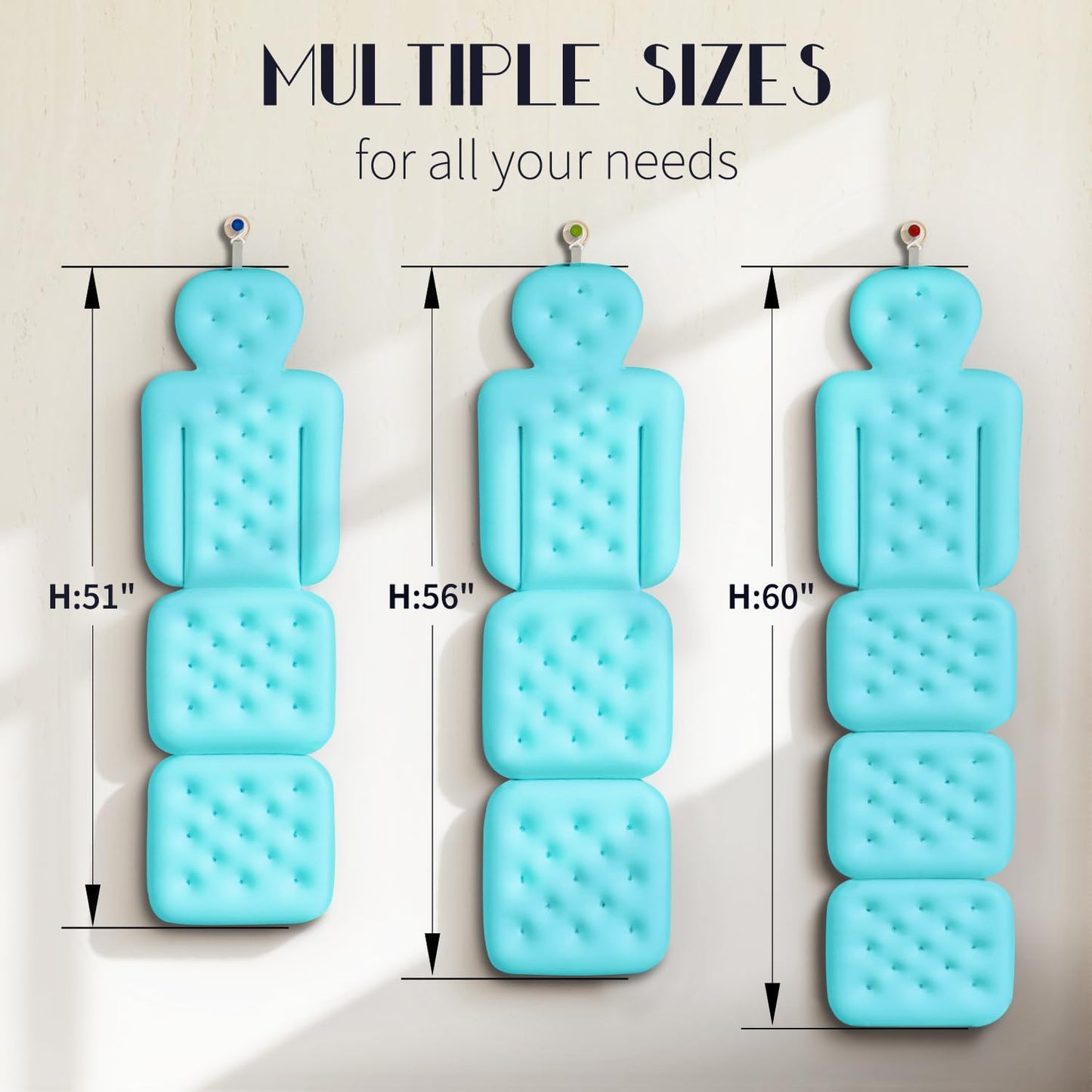 Full Body Bath Pillow for Bathtub, Thick Bathtub Cushion, Luxury Tub Pillow for Bath for Headrest Neck and Back Support White 51" x 16"