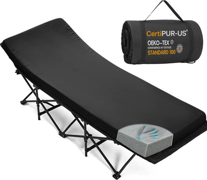 CYMULA Camping Cot Pad 2 Inch Memory Foam, Camping Pad for Folding Cot and Foldable Cot, Portable Roll Up Camp Gear for Car Camping Travel Tent, Non-Slip Waterproof Bottom, Removable Cover, Pad Only
