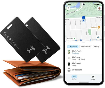 Zoilytech Wallet Tracker Card for Android 2 Pcs,Rechargeable Wallet Finder, Thin and Light Smart Card IP68 Waterproof GPS Tracker Item Locator for Find Hub App(Android Only)