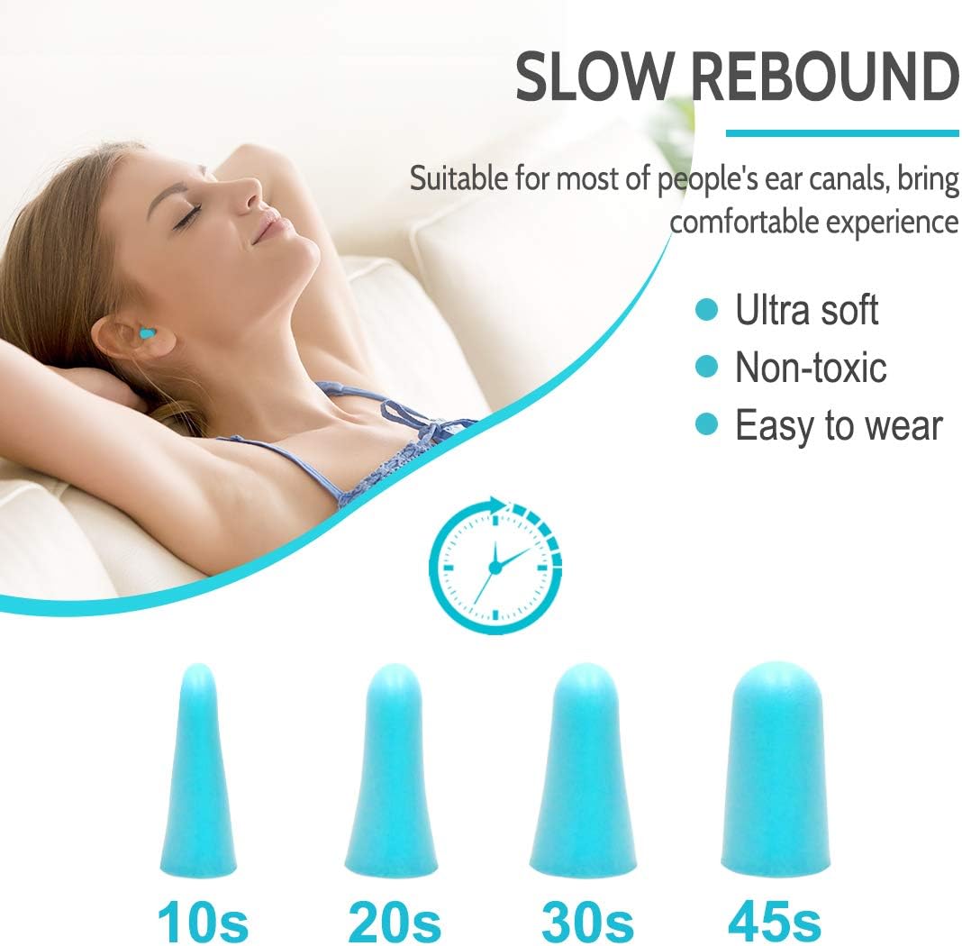 LYSIAN Ultra Soft Foam Earplugs for Sleeping, 38dB SNR Noise Reduction Ear Plugs for Snoring, Shooting, Study, Work and Travel, 60 Pairs, Purple