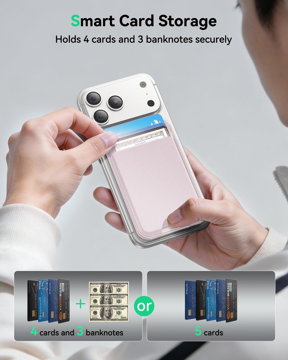 TWZKG for MagSafe Wallet, Works with Apple Find My,5 Card Holder with Stand