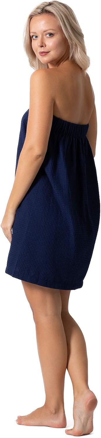 Turkish Linen Women’s Waffle Spa Body Wrap with Adjustable Closure
