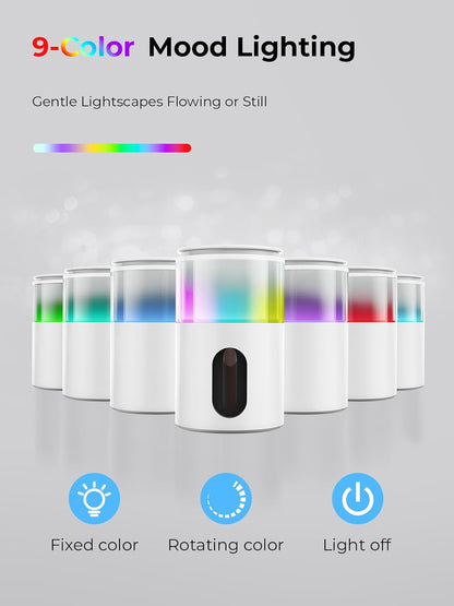 Waterless Essential Oil Diffuser: 𝟗 𝐂𝐨𝐥𝐨𝐫𝐬 𝐋𝐄𝐃 Scent Diffuser for Home&Car&Office - Portable Diffuser with 48H Battery, 4 Timers & 3 Mist Levels, Carbon Black