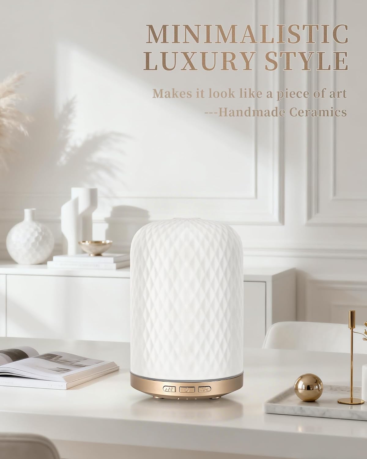 Essential Oil Diffuser - 2.4MHz Ultrasonic Glass Diffuser with Pulse/Continuous Mist & Night Light, Waterless Auto-Off, Silent Aromatherapy Diffuser for Home, Office, Yoga, Spa, Gifts & Home Decor.