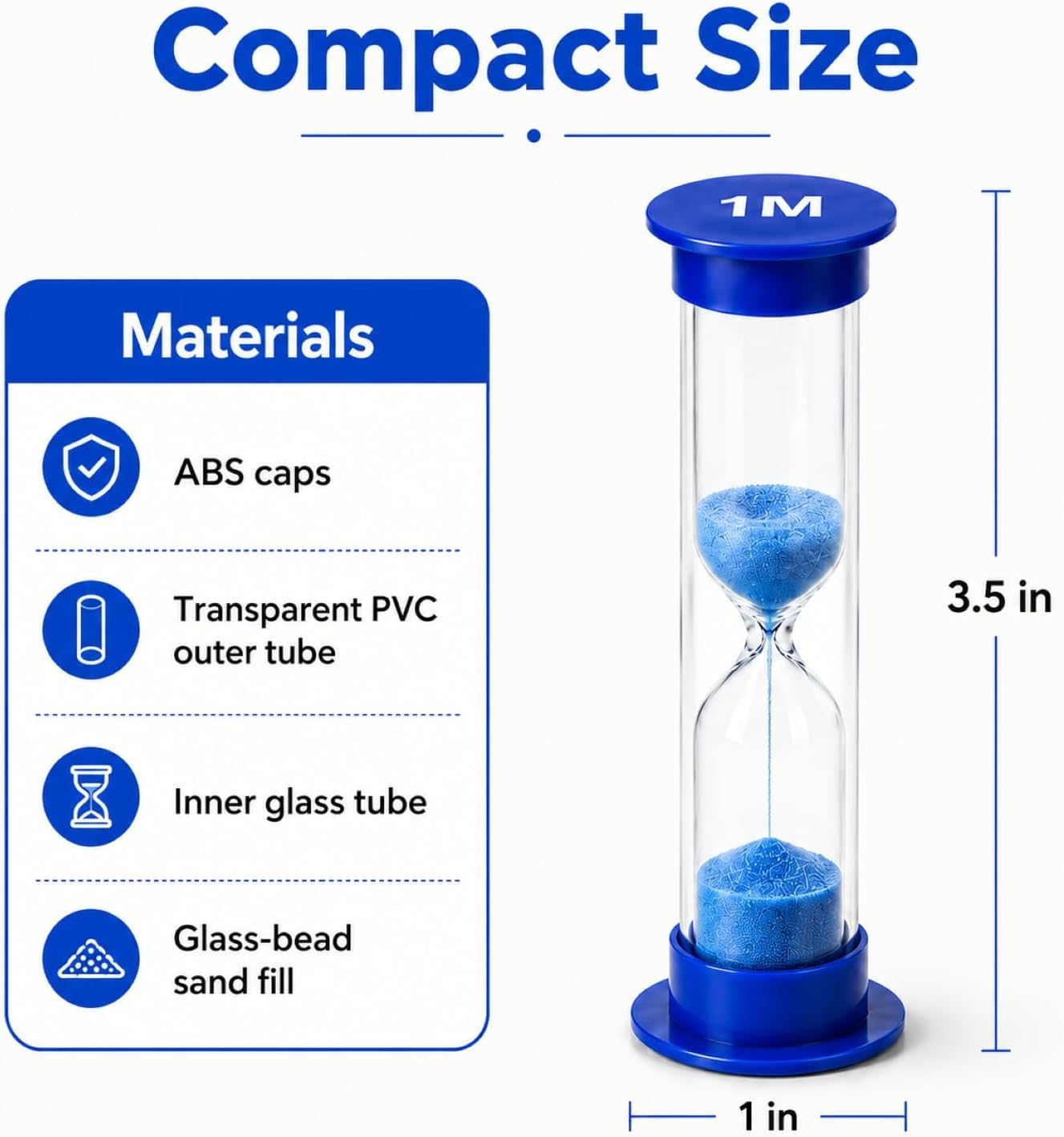 I-MART Plastic Sand Timer Sandglass Hourglass Sand Clock Timer 30 sec, 1 min, 2 mins, 3 mins, 5 mins, 10 mins (Pack of 6)