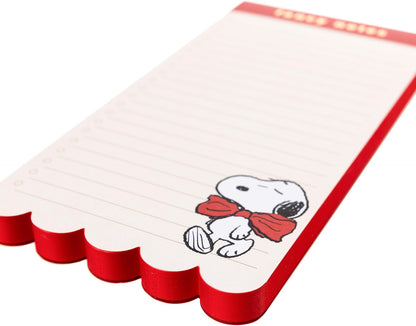 Graphique Peanuts Scallop List Pad, Cute Memo Notepad for To Do Lists and Daily Notes, 80 Perforated Sheets, Luxe Sketch Paper, Slim Desk Pad for Office, Home, School, Daily Planning