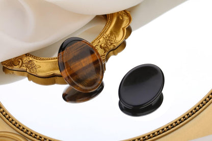 2PCS Worry Stone for Anxiety Tigers Eye Amethyst Healing Crystals Hand Thumb Stones Pocket Gemstones Meditation Accessories Oval Crystal Natural Relax Palm Stone Anxiety Relief Items Stocking Stuffers