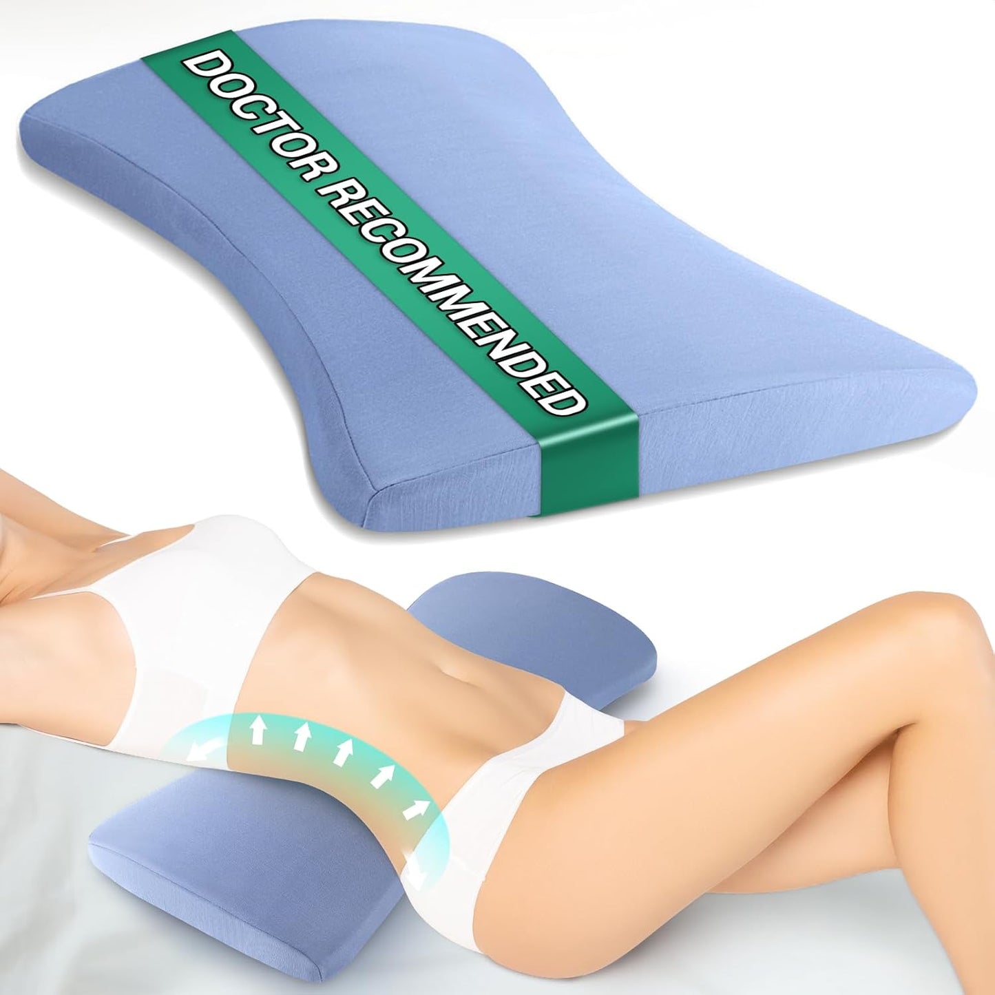 Lumbar Support Pillow for Bed Relief Back Pain: Lower Back Pillow for Sleeping - Memory Foam Waist Pillow - Back Wedge Bolster Pillow for Side, Back&Stomach Sleepers - Bed Rest Pillow for Car, Sofa